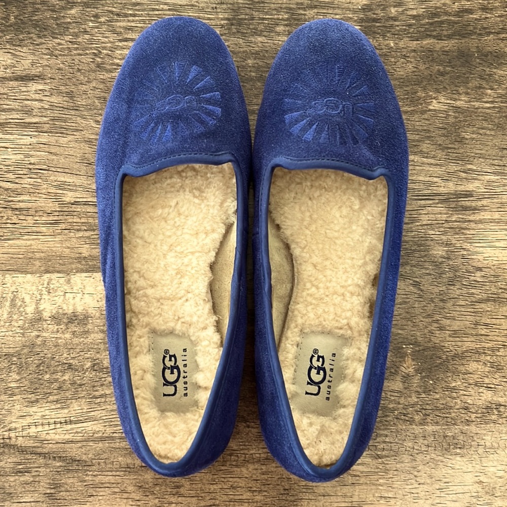 UGG Australia Twilight Blue Suede Alloway Slippers 6US